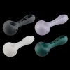 A close-up shows the frosted glass GRAV® Frosted Spoon Pipe angled slightly from above, revealing its smooth, curved design.
