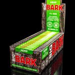 Pack of “Big Bark” 1 ¼ size organic hemp rolling papers with 80 papers and tips, displayed against a black background.