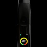 Front view of the G-Pen Elite II Herb Vaporizer, a sleek black handheld device with a minimalist design.
