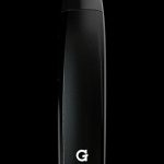 Front view of the G-Pen Elite II Herb Vaporizer, a sleek, black handheld device with a minimalist design.