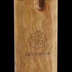 Front view of the Cherry Wood Pulsar Straight Wood Dugout, showcasing the warm wood grain and minimalist design.