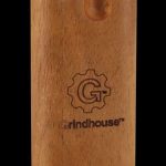 Front view of the Pulsar Straight Wood Dugout - Twist Top, showcasing its wooden construction and simple, cylindrical form.