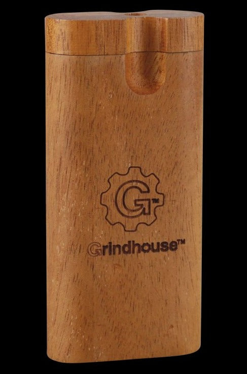 Front view of the Pulsar Straight Wood Dugout - Twist Top, showcasing its wooden construction and simple, cylindrical form.
