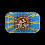 Metal rolling tray featuring Jay and Silent Bob from the movie *Clerks*, with a comic book-style burst design and text reading "Jay and Silent Bob's Secret Stash."