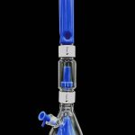Blue glass bong with ice catcher and diffused downstem.