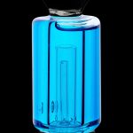 Blue glass water pipe with percolator.