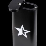 Black butane lighter with a white five-pointed star design.