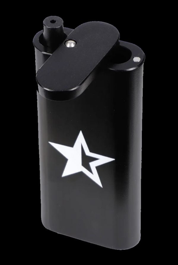 Black lighter with a white star emblem.
