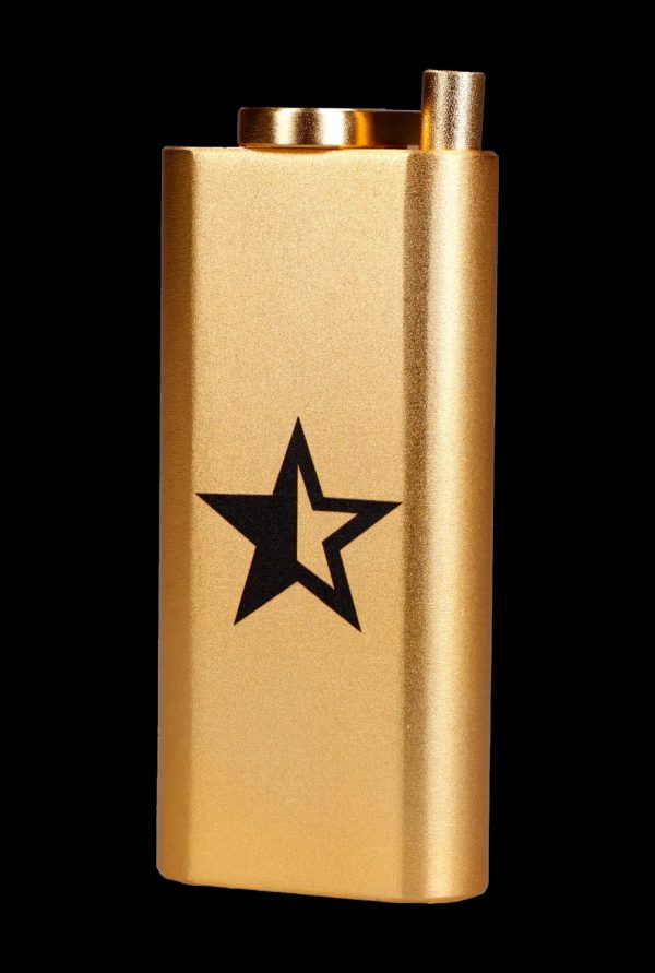 Gold lighter with a black five-pointed star emblem.