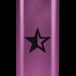 Purple metallic container with a black five-pointed star, likely a smell-proof cannabis storage tube.
