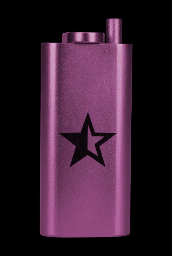Purple metallic lighter with a black star logo.