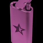 Purple lighter with a black star emblem.