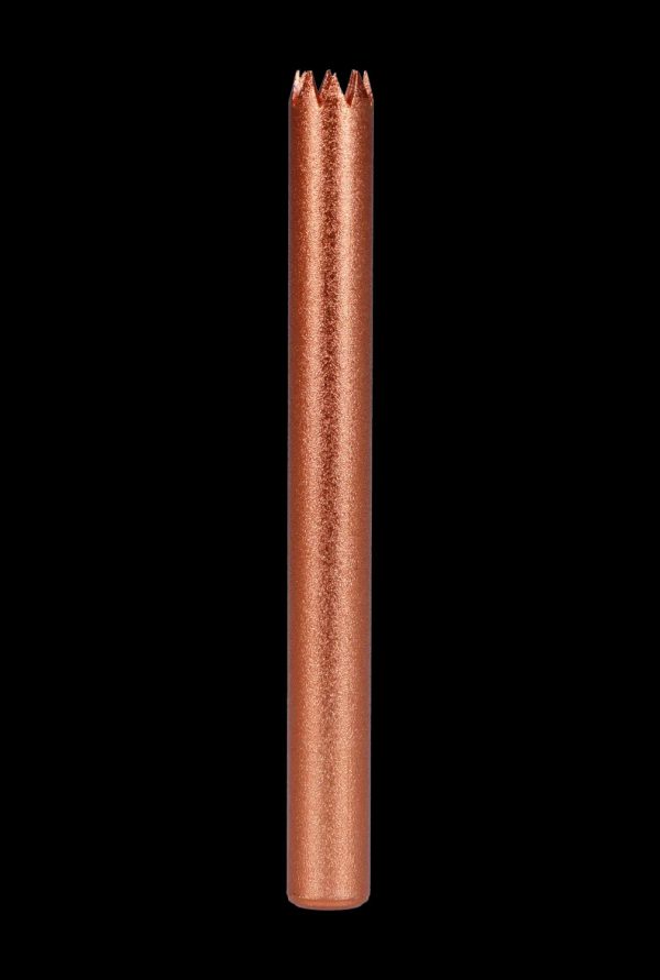 Copper-colored metal smoking pipe.