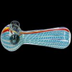 Glass pipe with colorful striped pattern.
