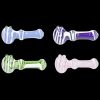Four glass smoking pipes in pastel colors—lavender, purple, green, and pink—displayed against a black background.