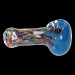 Hand pipe with colorful glass swirls.