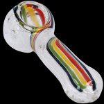 Glass pipe with Rastafarian colored stripes.