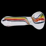 Glass smoking pipe with colorful stripes.