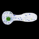 Glass pipe with colorful speckled pattern.