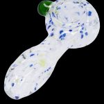 Glass pipe with colorful speckled pattern.