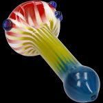Hand pipe with colorful glass swirls.