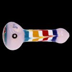 Hand pipe with colorful glass swirls.