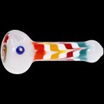 Colorful glass smoking pipe on a black background.