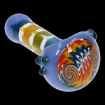 Hand pipe with colorful glass swirl design.