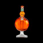 Orange glass water pipe with a flared mouthpiece, isolated on a black background.