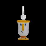 A colorful glass water pipe shaped like the Beast from Beauty and the Beast, branded “Hemper.”