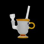 Glass cannabis water pipe shaped like a cartoon character’s head with a detachable mouthpiece.