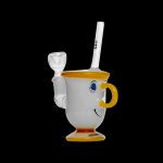 Cartoon-faced glass water pipe with a clear bowl and stem.