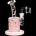 Front view of the Honeycomb Drip Dab Rig, a clear glass rig with a unique, dripping honeycomb pattern.