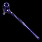 Purple glass pipe with a bulbous bowl, isolated on a black background.