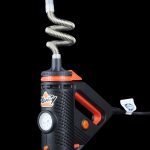 Front view of the Storz & Bickel Plenty Vaporizer, showcasing its coiled, black hose extending from the handheld device.