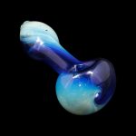 Blue and teal glass pipe against a black background.