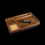 Wooden rolling tray with compartments and tools, branded "Smoke Cartel."