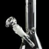 A straight-on view of the Diamond Glass 8" Classic Beaker Bong, showing the clear glass construction and simple, cylindrical shape.