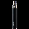 Black "Ghost" branded vaporizer pen with a colorful glass mouthpiece, reflecting on a dark surface.