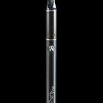 Black cannabis vape pen with “Pretty Plus” branding.