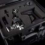 Dab rig and accessories nestled in a protective, foam-lined carrying case.