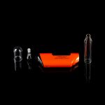 Orange Lookah Seahorse Pro 2.0 dab rig with glass attachments on a black background.
