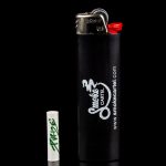 Black lighter with “Smoke Cartel” branding and graffiti-style writing alongside it.