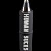 Black and silver electronic nectar collector with “HUMAN SUCKS” vertically printed in white.