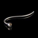 Glass cannabis oil rig bubbler attachment with metal mouthpiece.