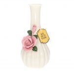 A side view of the My Bud Vase Rose Porcelain Vase Water Pipe, showcasing its delicate floral design and smooth white finish.