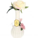 A front view of the My Bud Vase Rose Porcelain Vase Water Pipe, showing a delicate, floral design in white porcelain.