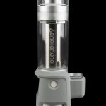 Silver and gray electronic dab rig with a glass water pipe attachment, branded “Cloudious9.”