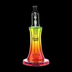 Colorful glass dab rig with “Stash Shack” logo against a black background.