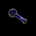 Blue glass smoking pipe isolated on a black background.